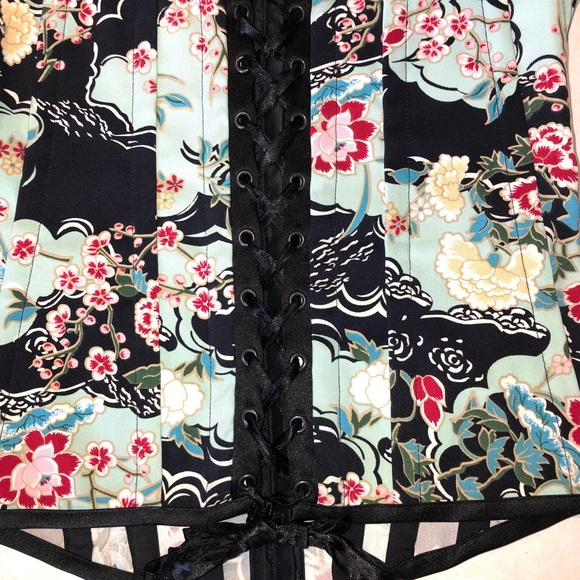 Vintage 90’s Charlotte Russe Floral Cherry Blossom Corset Top - M - Picture 4 of 12